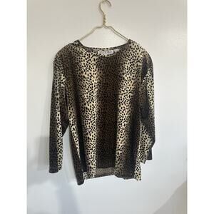 Vintage 80s Women’s Needle And Threads Leopard Sweater Retro Shoulder Pads Large